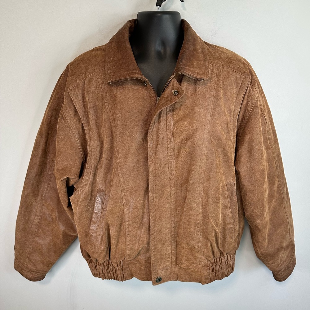 Vintage Wilsons Leather Bomber Jacket Brown Quilted Liner Size Large